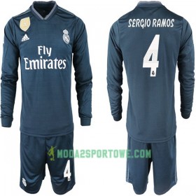 Koszulka Real Madryt SERGIO RAMOS 4 Dziecięcy Wyjazdowe Stroje Piłkarskie 2018-2019 Długi Rękaw